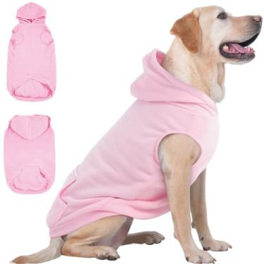Imagem de IECOii Moletom para cães grandes, colete de lã com capuz para cães com orifício para trela, suéter para cães 3GG, roupas de inverno para cães de raça grande, moletom com capuz para cães, labrador,