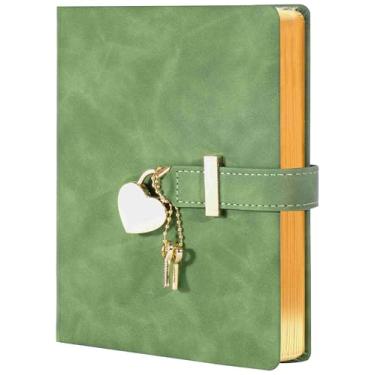 Imagem de CAGIE Diário com cadeado para meninas de 8 a 12 anos, diário com fechadura e chave, 296 páginas com bordas douradas, diário trancado em forma de coração para mulheres adolescentes e meninas com caixa