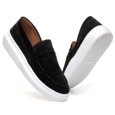 Imagem de Sapato Masculino Mocassim Sola Alta  Macio Confortável Camurça Luxo Pr