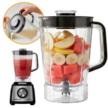 Imagem de Copo Liquidificador Mondial Premium Turbo Inox L1000/l1100/l1200w Preto Acrílico Cristal 1,5 L Com Tampa Peça de Reposição