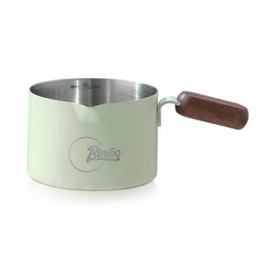 Imagem de Copo de café expresso com cabo de madeira, copo medidor de café expresso de aço inoxidável 100 ml para máquina de café, casa, barista (verde)