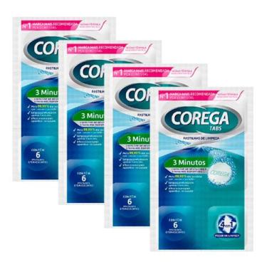 Imagem de Kit 4 Corega Tabs Limpador de Dentadura 3 Minutos com 6 Pastilhas Efer