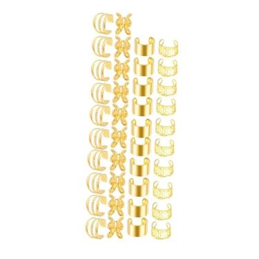 Imagem de oshhni Tranças, grampos, algemas de cabelo, anéis para mulheres, joias decorativas de cabelo para eventos formais, festas, festivais, shows, Ouro 40 Peças