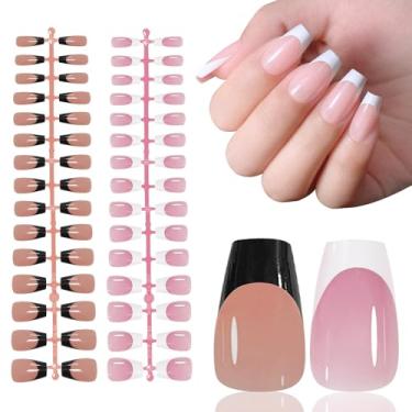 Imagem de Pontas de unhas de gel francesas, 180 peças de unhas postiças de gel macio, primer e base pré-aplicadas 3 em 1, 15 tamanhos para extensão de unhas DIY, sem necessidade de lixamento (HJ-NT087-No.13)