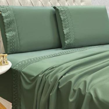 Imagem de Jogo Cama Box Queen Size Lily 300 fios Bordado Inglês Extra Macio - De