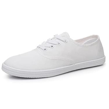 Imagem de VenusCelia Tênis feminino Fortius Canvas Slip-On, Tela branca, 40