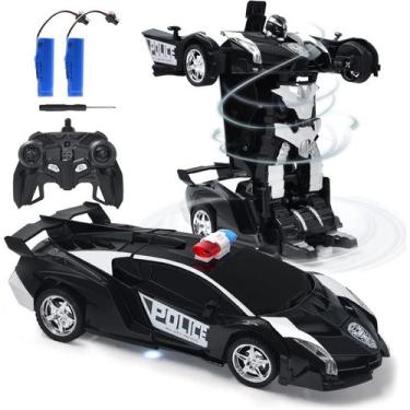 Imagem de Robô de carro de polícia RC para crianças, brinquedo de carro de robô 