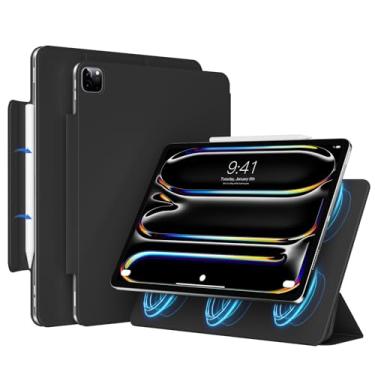 Imagem de GKABXY Nova capa magnética para iPad Pro de 11 polegadas M4 2024, capa fina com três dobras, suporta Pencil Pro e Pencil (USB-C), despertar/hibernar automaticamente, couro PU antiderrapante e
