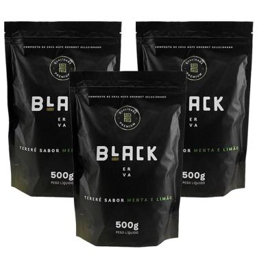 Imagem de Kit 3X Erva Mate Tereré Black Erva 500G Sabor Menta E Limão