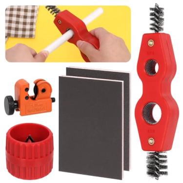 Imagem de Mardatt Kit de limpador e alargador de cachimbo de cobre com 5 peças, inclui tubo alargador interno e externo, ferramenta de limpeza de tubos 4 em 1, esponja de lixamento e cortador de tubos para