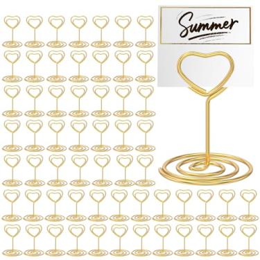 Imagem de DJAPWPX 60/20 peças porta-cartões de visita, suporte de número de mesa de aço, multiuso, com clipes, resistente e durável, para escritório, casa, mesa (60 peças, 5 cm)