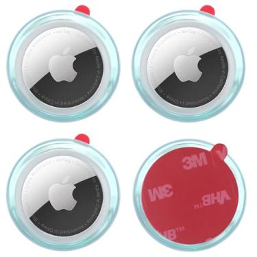 Imagem de echinff Pacote com 4 capas para Airtag, capa protetora com adesivo forte 3M compatível com etiquetas Apple Air para colar na TV, fones de ouvido remotos, mochilas, bagagem, laptop, câmera, bicicleta