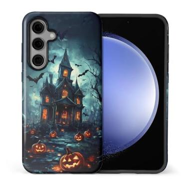 Imagem de CARLOCA Compatível com Samsung Galaxy S24 Capa fosca de corpo inteiro para meninas e meninos capa dura à prova de choque para Samsung Galaxy S24 padrão de moda Halloween casa assombrada morcegos