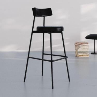 Imagem de Conjunto 2 Banquetas Altas Stout Revestimento Sintético Est.Preta - Me