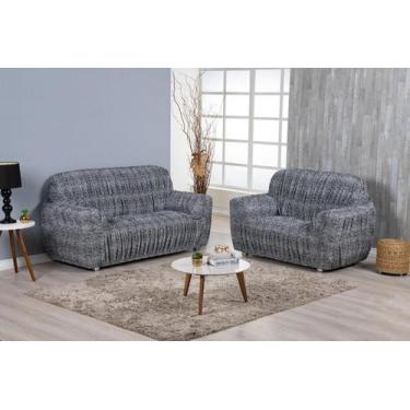 Imagem de Kit Capa Sofá Estampada 2 E 3 Lugares Malha Gel Elasticada Zebra - EDE