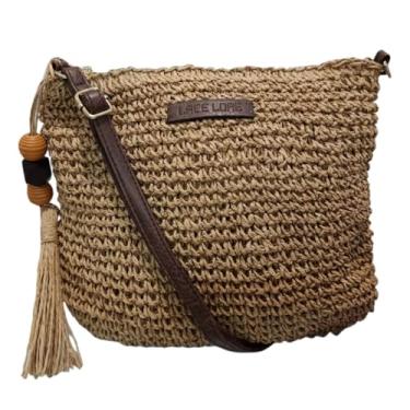Imagem de Bolsa Transversal Tiracolo Palha Chic Prática Espaçosa Praiana Dia a Dia Passeio (Khaki)
