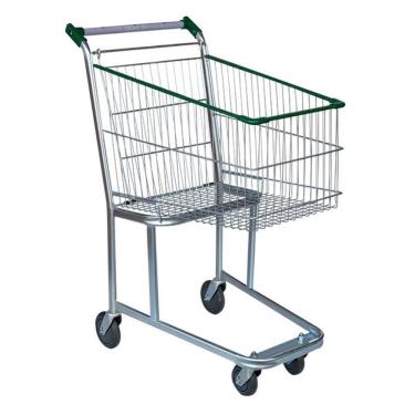 Imagem de Carrinho de Supermercado Compras Tubular Zincado Cesto 90L