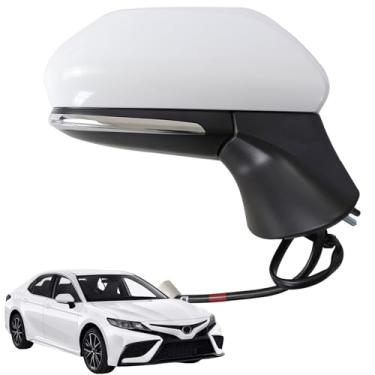 Imagem de Liizoo Espelho lateral para Toyota Camry 2018 2019 2020 2021 2022 2023 2024 Power+Lamp+Heat+Blind Spot Monitor-7pins, lado direito do passageiro, substitua para Partslink # TO1321368, branco RH