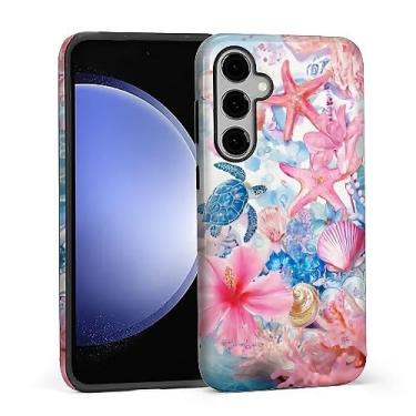 Imagem de FKBRCL4U Capa para Samsung Galaxy S24 FE, capa protetora de silicone híbrida de 2 camadas brilhante para meninas e mulheres para Samsung Galaxy S24 FE estética verão italiano costeiro europeu padrão