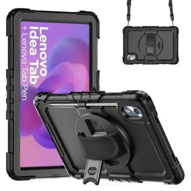 Imagem de Junfire Capa de transporte à prova de choque para Lenovo Idea Tab 11 (2025)/Tab K11 Gen 2/Xiaoxin Pad 11 / Tab M11 Lenovo 11 polegadas capa com suporte giratório de 360°/alça de mão, protetor de tela