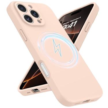 Imagem de GUAGUA Capa magnética para iPhone 16 Pro, compatível com Magsafe Soft Gel Rubber Slim Microfibra Forro Almofada Textura Capa Protetora à Prova de Choque Capa de Silicone para iPhone 16 Pro 6,3