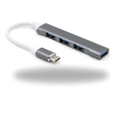 Imagem de Adaptador Multiporta USB-C Hub 4 Portas USB 3.0 Tipo-C – Dock Station Rápida, Compacta e Versátil para Notebook, PC e MacBook, Expansão de Portas com Alta Velocidade de Transferência, Linha Premium