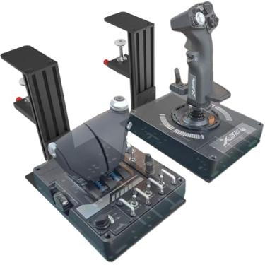 Imagem de JUYEER Montagem de mesa compatível com quase todos os controles de simulação de voo da série HOTAS - para os sistemas de joystick, acelerador e Hotas Game Sim (dispositivos de jogo não incluídos) - Preto