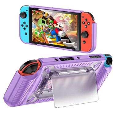 Imagem de Yznoek Case Compatible with Nintendo Switch OLED 2021, Heavy Duty Protective Console With Kickstand & Hand Grips, Grip Cover Compatible with Nintendo Switch OLED (Purple)