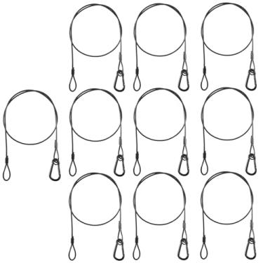 Imagem de MFL. Cabos de segurança para luzes de palco, 50 kg, carga de 70 cm, corda de segurança de aço inoxidável para luzes de festa, iluminação de palco, luz de DJ, preto, pacote com 10