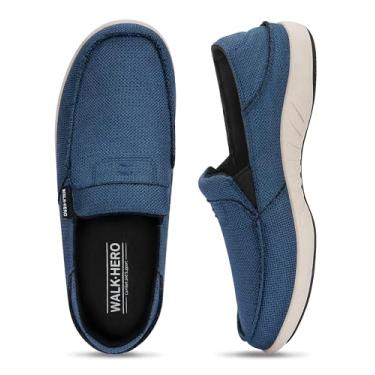 Imagem de Sapatos masculinos sem cadarço, mocassins respiráveis para homens com suporte de arco, sapatos de barco confortáveis, mocassins ortopédicos antiderrapantes para uso interno e externo com salto