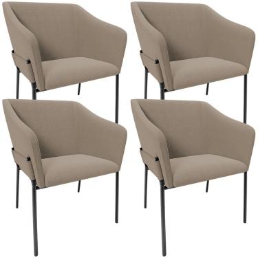 Imagem de Kit 4 Cadeiras Para Sala de Jantar Estar Living Olívia L02 Bouclê Bege - Lyam Decor
