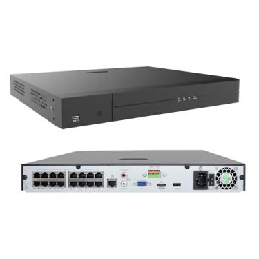 Imagem de Vonnision Gravador de vídeo em rede 16 canais 4K PoE NVR, 16 portas H.265 NVR suporta câmera PoE 4K/2K/8MP/5MP/3MP/1080P, acesso remoto, alarme de movimento, gravação 24/7, reprodução inteligente, sem