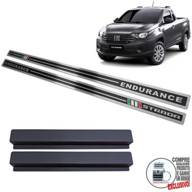 Imagem de Soleira Aço Inox Fiat Strada Endurance Preto Alto Relevo