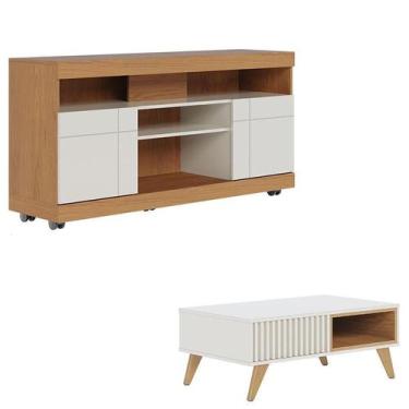 Imagem de Rack Bancada Yara Freijó Off White com Mesa de Centro Jeri Off White F