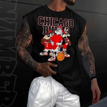 Imagem de Camiseta regata machao oversized masculino basquete chicago retro vint