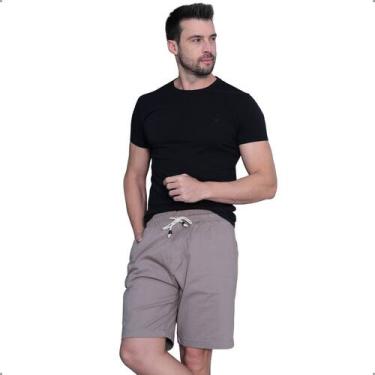 Imagem de Bermuda Masculina Jogger Sarja Com Elastano Cordão Ajustável Bolsos Fu