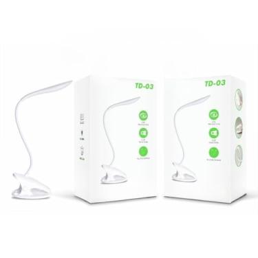 Imagem de Luminaria de Mesa, Luminaria de Mesa Led, LumináRia Abajur de Mesa Led, RecarregáVel Touch Haste FlexíVel, 10×34.5cm, Branco(TD-03)