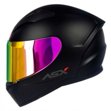 Imagem de Capacete Fechado ASX City Solid Preto Fosco com Viseira Colorida Rosa 