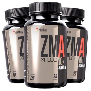 Imagem de 3x ZMA NO2 XPLOD Magnésio Zinco Cálcio Vitamina B6 90 Cápsulas Suplemento Alimentar Vitamínico Mineral Adulto Não Contém Glúten