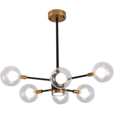 Imagem de Luminária para sala de jantar e sala de estar, lustre de vidro mágico G9, luminária de teto clássica de decoração boutique de meados do século, lustre dourado simples, decoração moderna