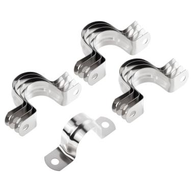 Imagem de FOCMKEAS 24 peças de braçadeiras de conduíte M32 aço inoxidável 304 alça de dois furos suporte U correia de tubo rígido, clipes de tensão de correia de conduíte braçadeira de tubo em U para fixação de