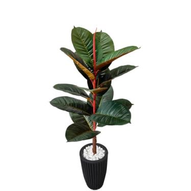 Imagem de Planta Artificial Figueira Ficus Lyrata Outono Vaso 3D Polietileno Decoração (Coluna Preto)
