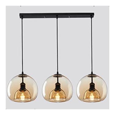 Imagem de Lustre moderno Lustre moderno de bola de vidro simples, personalidade minimalista globo abajur luminária pendente, luminária de teto suspensa para sala de estar quarto cabeceira bar (B, 3 lâ