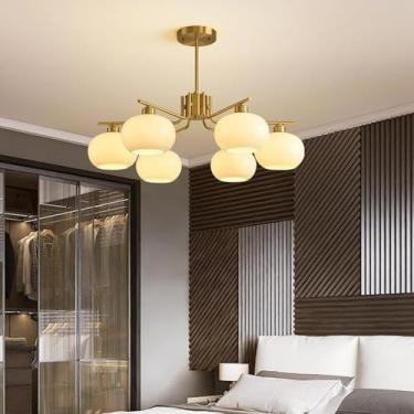 Imagem de Lustre de vidro leitoso Lustres de teto de metal moderno Luminária pendente de galhos em forma de V com cluster dourado para mesa de jantar Quarto Cozinha Ilha Sala de estar Hall de entrada,