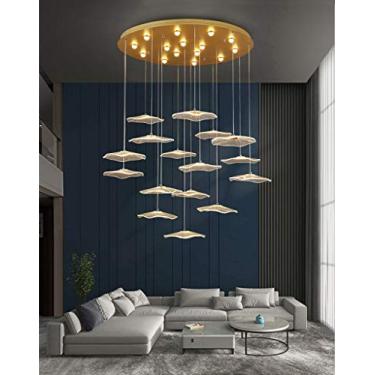 Imagem de Luminária pendente LED moderna com cúpula de acrílico, temperatura de cor ajustável (3000K 6500K) e 16 cabeças de design de folha de lótus para iluminação de cozinha, sala de jantar, corredo