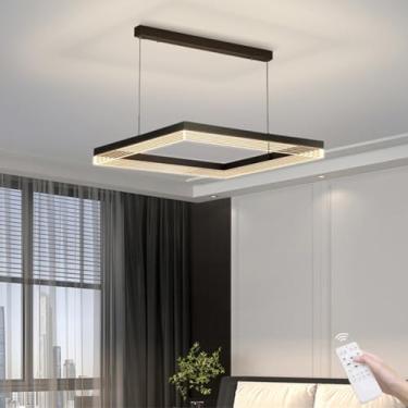 Imagem de Luminária pendente preta moderna para mesa de jantar, lustre suspenso regulável para sala de estar, cozinha, quarto, escritório e bar, luminária elegante com altura ajustável (40C)