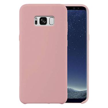 Imagem de Capa de telefone de silicone líquido para Samsung Galaxy S8+ Plus 6,2 polegadas G955 G955U à prova de choque/borracha gel/capa proteção contra quedas areia rosa