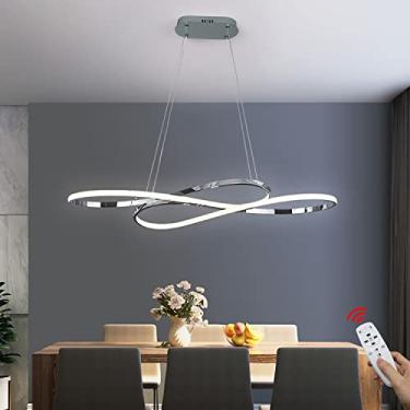 Imagem de Luminária pendente de LED para mesa de jantar, dourada/preta, suspensa, sala de estar, regulável, com controle remoto, luz para restaurante, design moderno para sala de jantar, luminária pen