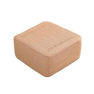 Imagem de pufe Almofada de futon para casa chão espessada Fio algodão quadrado tecido banquinho curto Sala estar Varanda Mesa centro Pequeno banco para sentar(Khaki,40x40x30cm)