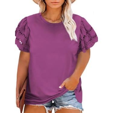 Imagem de Túnica feminina Eytino, tamanho grande, roxa escura, 1 x manga curta